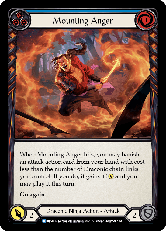 Mounting Anger (Blue) — Uprising Flesh and Blood card by Nathaniel Himawan