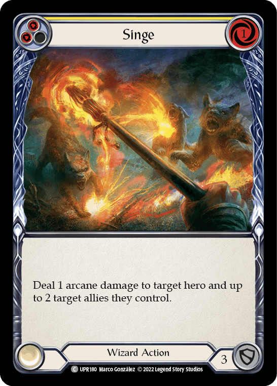 Singe (Yellow) — Uprising Flesh and Blood card by Marco Gonzalez