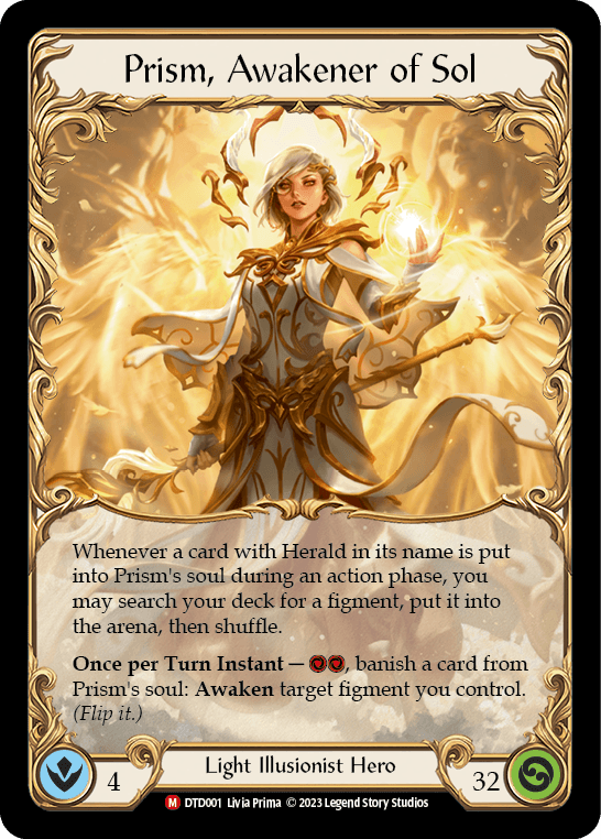 Prism, Awakener of Sol — Dusk till Dawn Flesh and Blood card by Livia Prima
