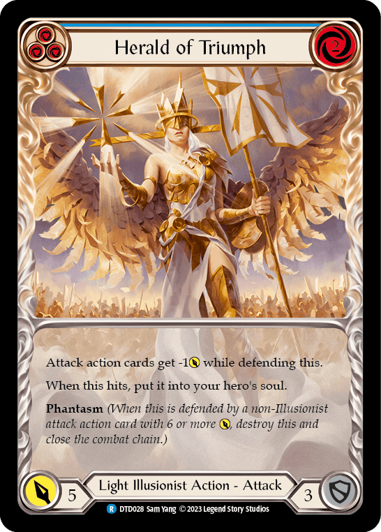 Herald of Triumph (Blue) — Dusk till Dawn Flesh and Blood card by Sam Yang