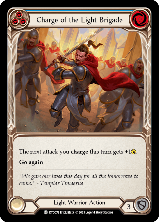 Charge of the Light Brigade (Blue) — Dusk till Dawn Flesh and Blood card by Erick Efata