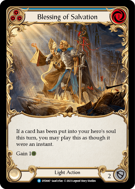 Blessing of Salvation (Blue) — Dusk till Dawn Flesh and Blood card by Saad Irfan