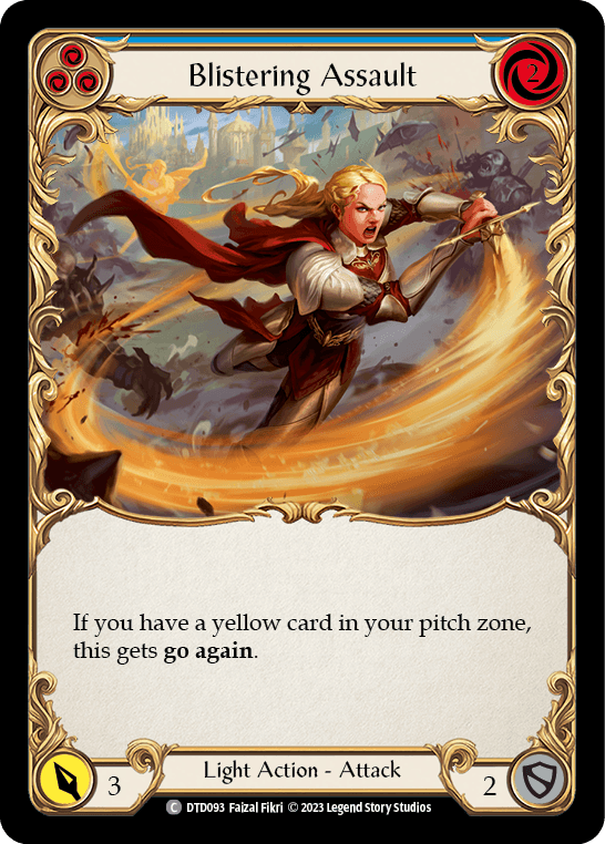 Blistering Assault (Blue) — Dusk till Dawn Flesh and Blood card by Faizal Fikri