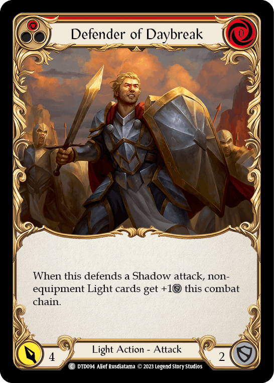 Defender of Daybreak (Red) — Dusk till Dawn Flesh and Blood card by Alief Rusdiatama