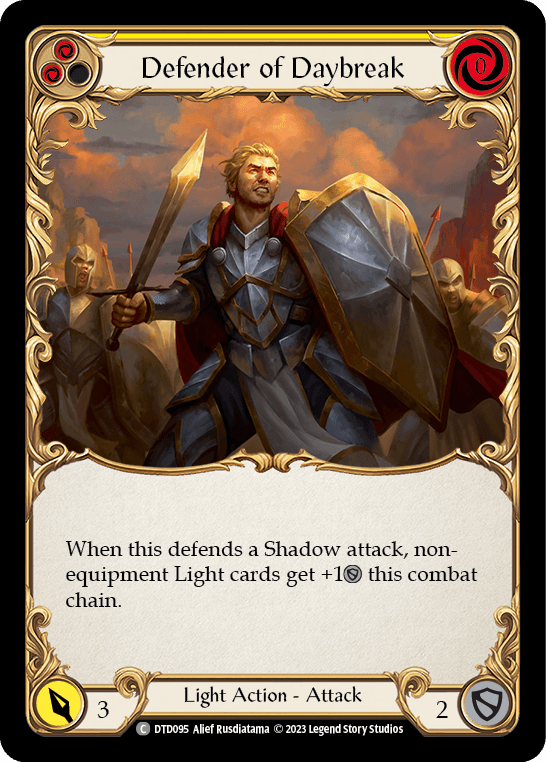 Defender of Daybreak (Yellow) — Dusk till Dawn Flesh and Blood card by Alief Rusdiatama