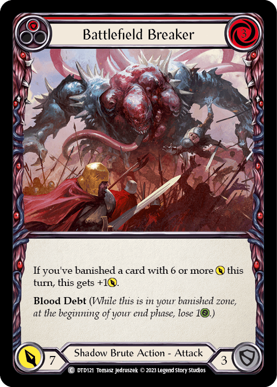 Battlefield Breaker (Red) — Dusk till Dawn Flesh and Blood card by Tomasz Jedruszek
