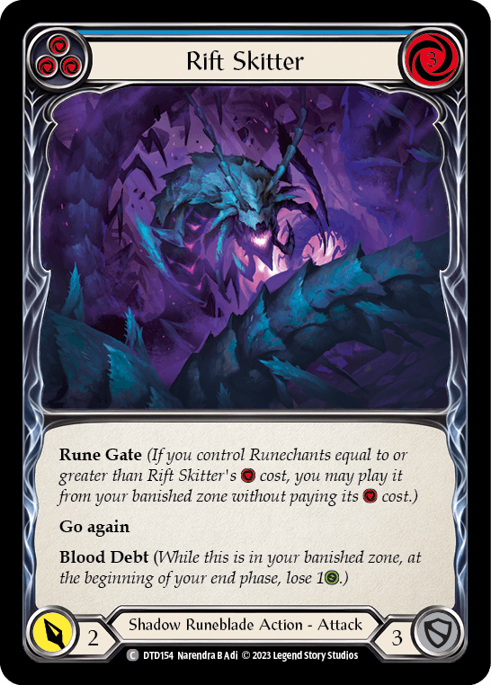 Rift Skitter (Blue) — Dusk till Dawn Flesh and Blood card by Nacendra RA