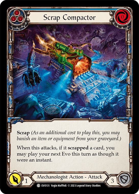 Scrap Compactor (Blue) — Bright Lights Flesh and Blood card by Yugin Maffioli