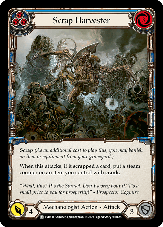 Scrap Harvester (Blue) — Bright Lights Flesh and Blood card by Sandeep Karunakaran