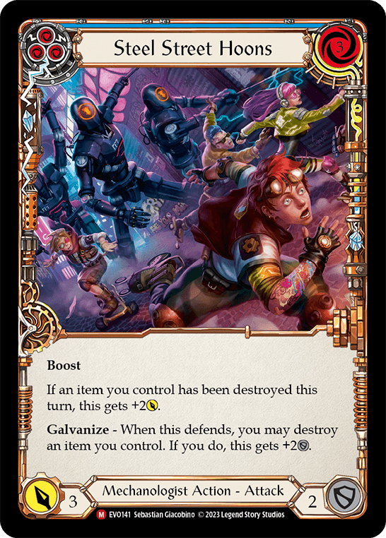 Steel Street Hoons — Bright Lights Flesh and Blood card by Sebastian Giacobino