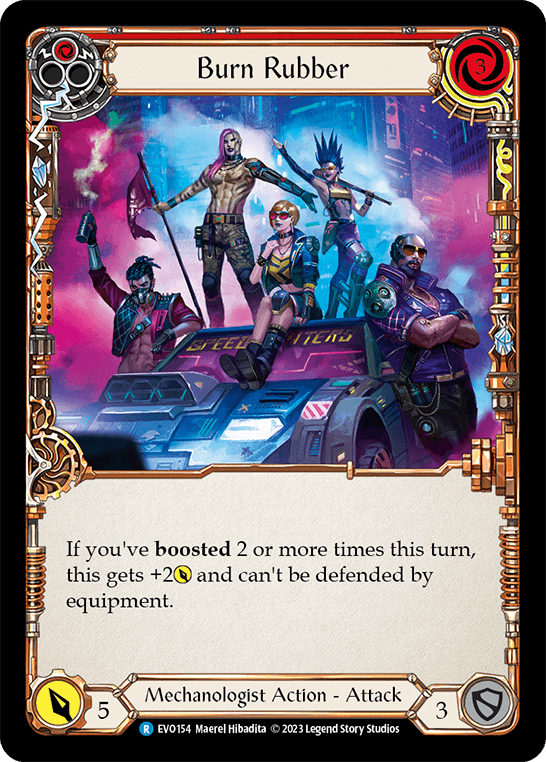 Burn Rubber — Bright Lights Flesh and Blood card by Maerel Hibadita