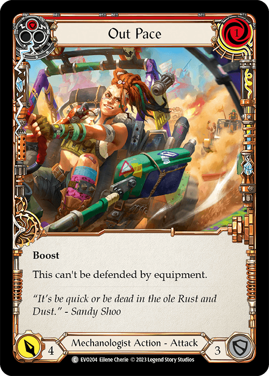 Out Pace (Red) — Bright Lights Flesh and Blood card by Eilene Cherie