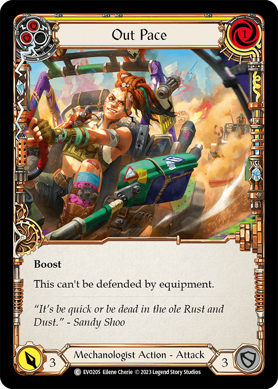 Out Pace (Yellow) — Bright Lights Flesh and Blood card by Eilene Cherie