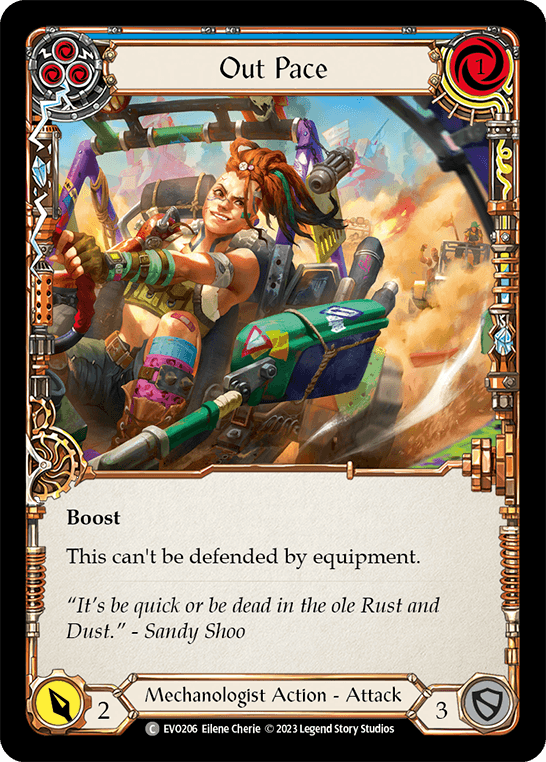 Out Pace (Blue) — Bright Lights Flesh and Blood card by Ellene Cherie