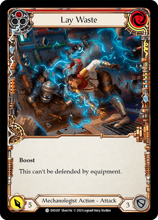 Lay Waste (Red) — Bright Lights Flesh and Blood card by Shen Fei