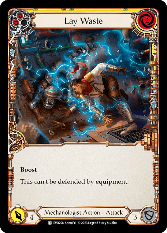 Lay Waste (Yellow) — Bright Lights Flesh and Blood card by Shen Fei