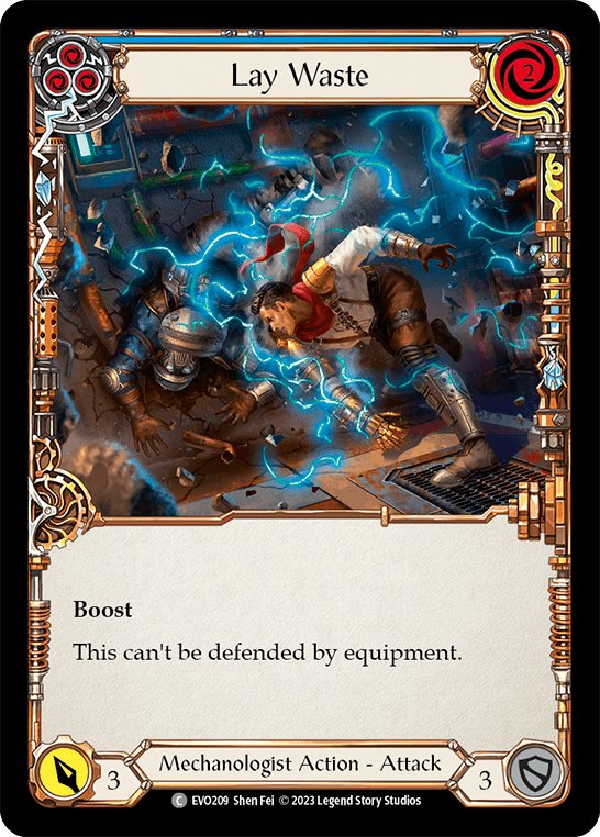 Lay Waste (Blue) — Bright Lights Flesh and Blood card by Shen Fei