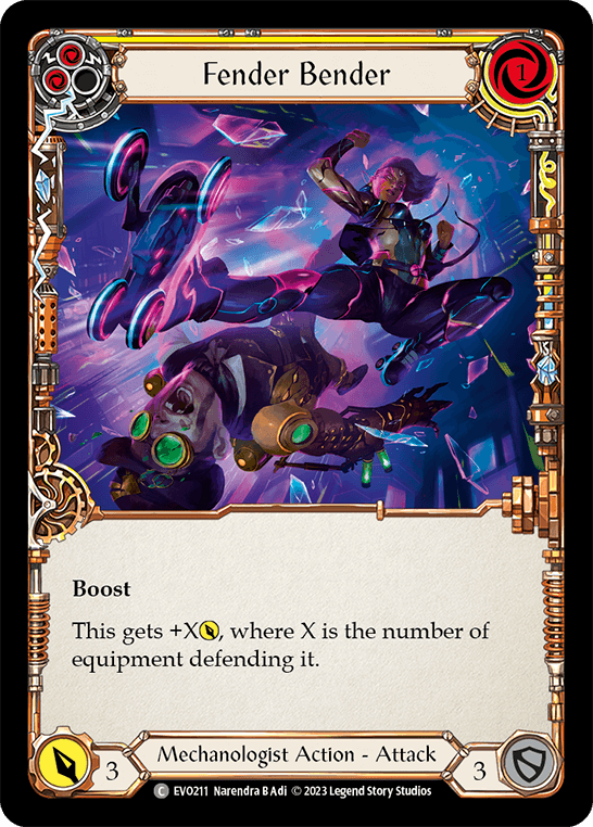 Fender Bender (Yellow) — Bright Lights Flesh and Blood card by Narendra B