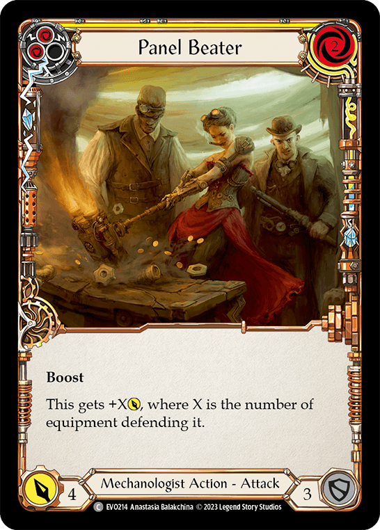 Panel Beater (Yellow) — Bright Lights Flesh and Blood card by Anastasia Balakchina