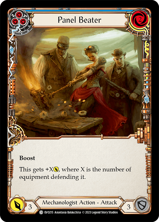 Panel Beater (Blue) — Bright Lights Flesh and Blood card by Anastasia Balatchina