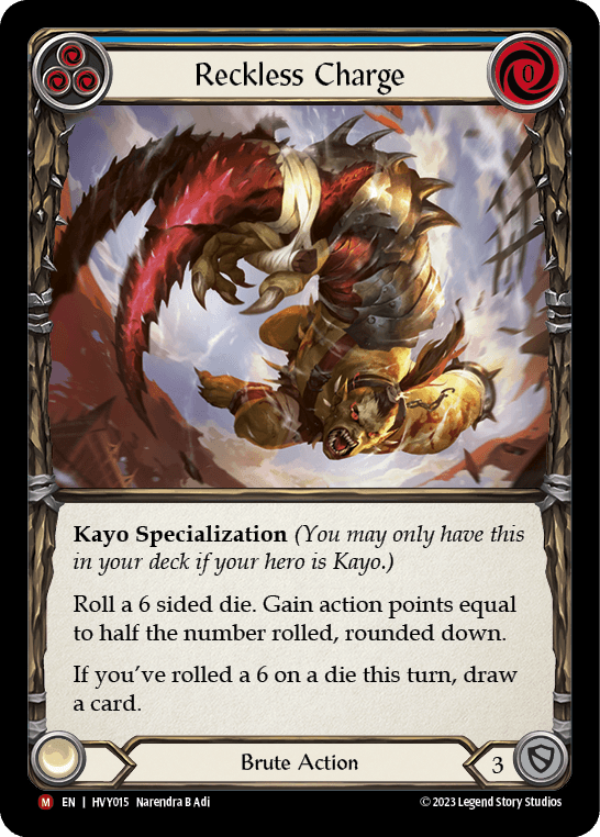 Reckless Charge — Heavy Hitters Flesh and Blood card by Narendra B Adi