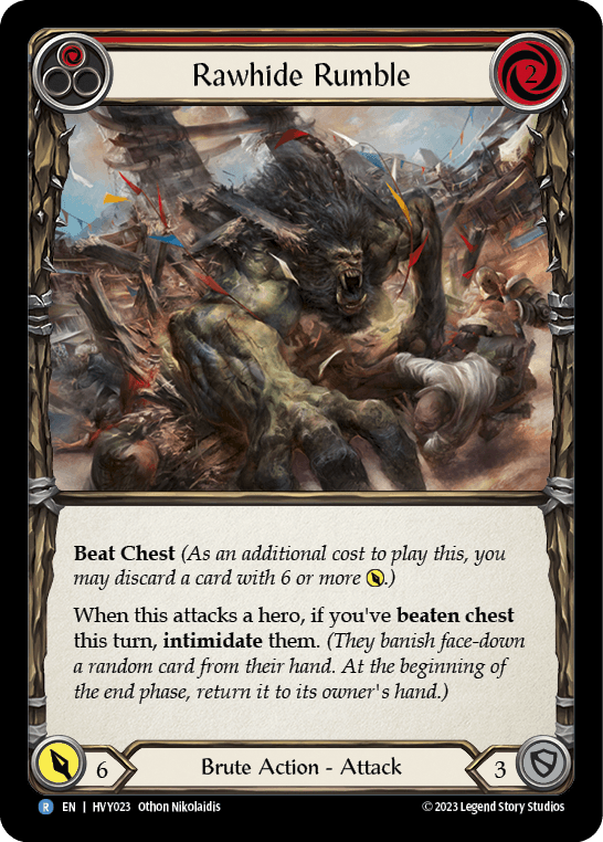 Rawhide Rumble (Red) — Heavy Hitters Flesh and Blood card by Othon Nikolaidis