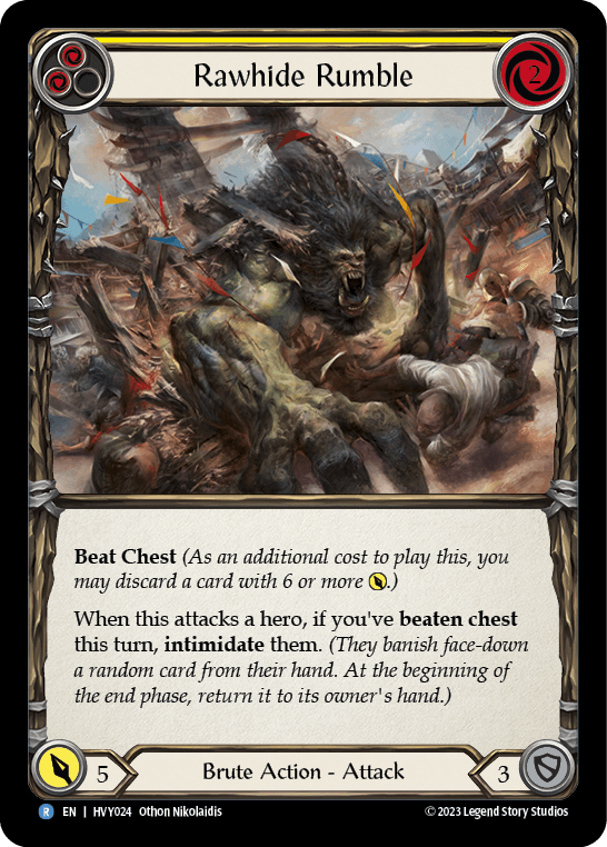 Rawhide Rumble (Yellow) — Heavy Hitters Flesh and Blood card by Othon Nikolaidis
