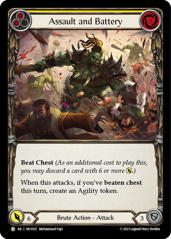 Assault and Battery (Yellow) — Heavy Hitters Flesh and Blood card by Muhammad Fajri