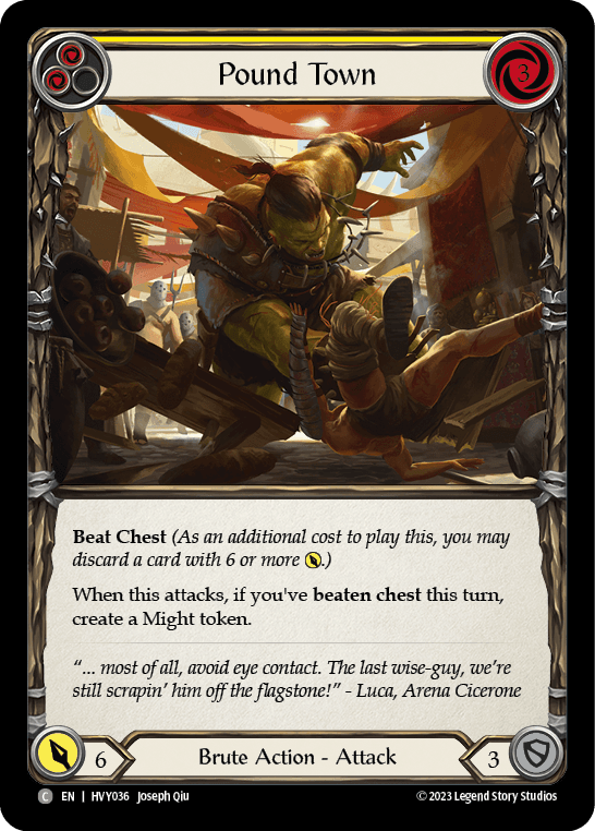 Pound Town (Yellow) — Heavy Hitters Flesh and Blood card by Joseph Qiu