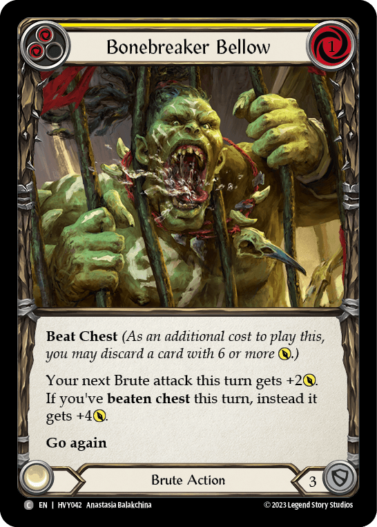 Bonebreaker Bellow (Yellow) — Heavy Hitters Flesh and Blood card by Anastasia Balakchina