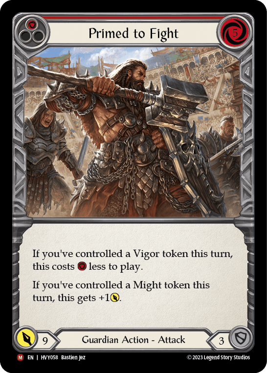 Primed to Fight — Heavy Hitters Flesh and Blood card by Bastien Jez