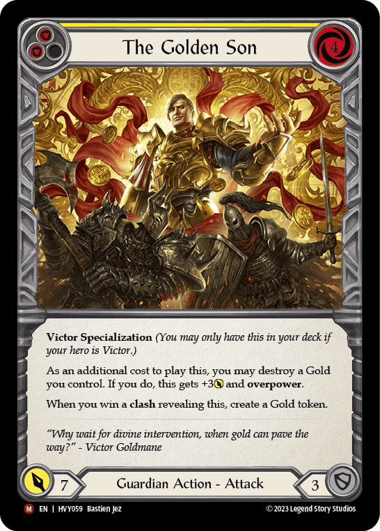 The Golden Son — Heavy Hitters Flesh and Blood card by Bastien Jez