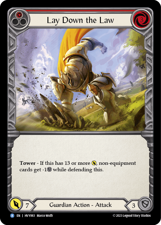 Lay Down the Law — Heavy Hitters Flesh and Blood card by Marco Wulfr
