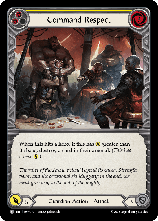 Command Respect (Yellow) — Heavy Hitters Flesh and Blood card by Tomasz Jedruszek