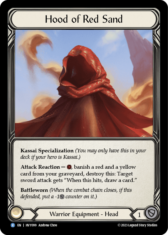 Hood of Red Sand — Heavy Hitters Flesh and Blood card by Andrew Chou
