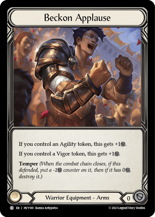 Beckon Applause — Heavy Hitters Flesh and Blood card by Ramza Ardyputra