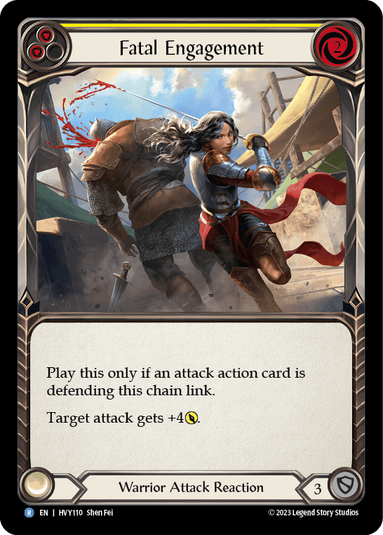 Fatal Engagement (Yellow) — Heavy Hitters Flesh and Blood card by Shen Fei