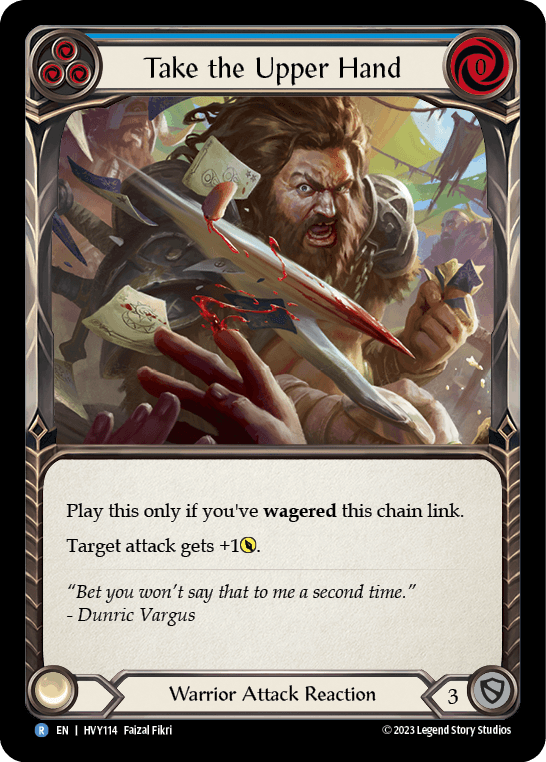 Take the Upper Hand (Blue) — Heavy Hitters Flesh and Blood card by Faizal Fikri