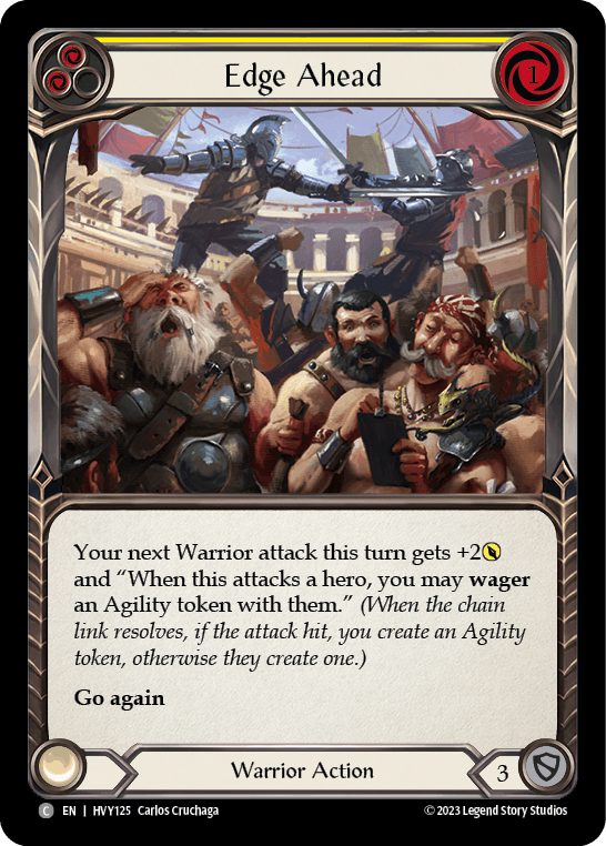 Edge Ahead (Yellow) — Heavy Hitters Flesh and Blood card by Carlos Cruchaga