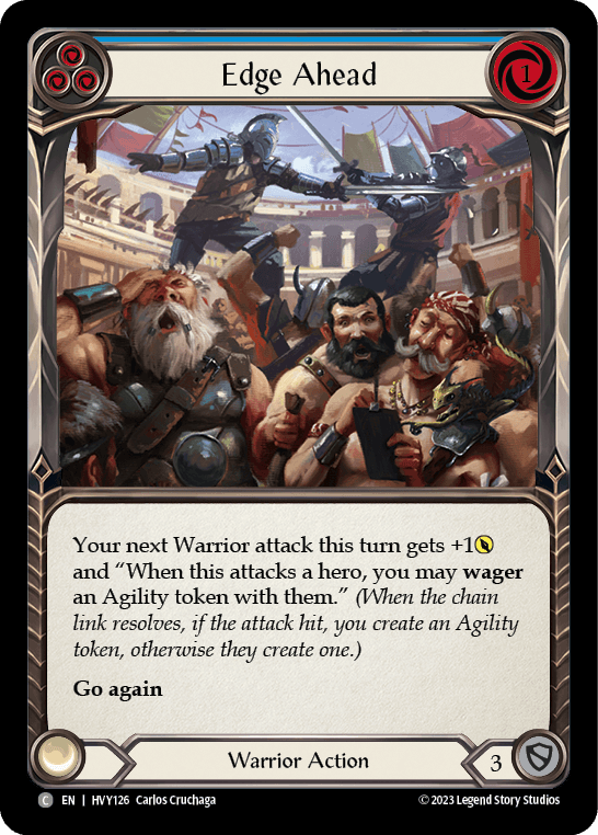 Edge Ahead (Blue) — Heavy Hitters Flesh and Blood card by Carlos Cruchaga