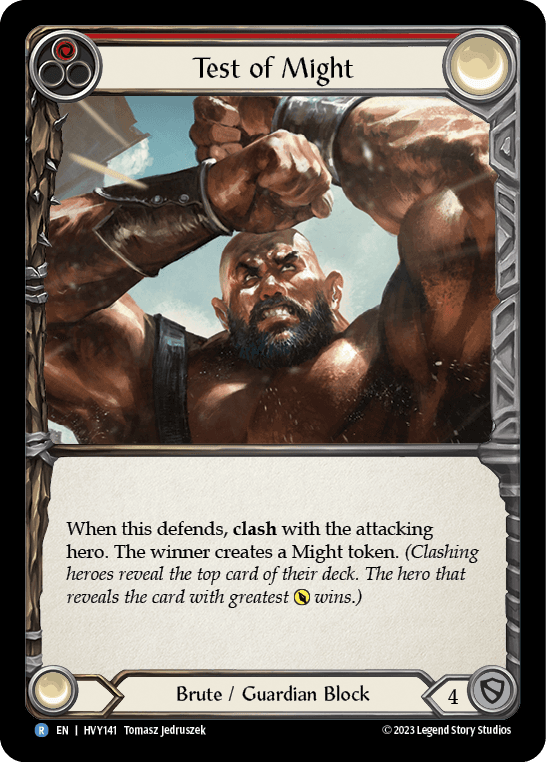 Test of Might — Heavy Hitters Flesh and Blood card by Tomasz Jedruszek