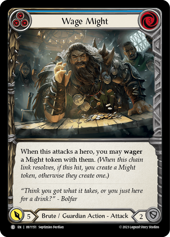 Wage Might (Blue) — Heavy Hitters Flesh and Blood card by Septimius Ferdian