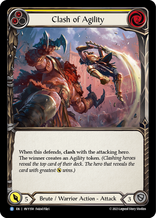 Clash of Agility (Yellow) — Heavy Hitters Flesh and Blood card by Faizal Fikri