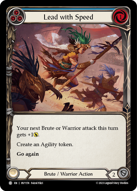 Lead with Speed (Blue) — Heavy Hitters Flesh and Blood card by Faizal Fikri