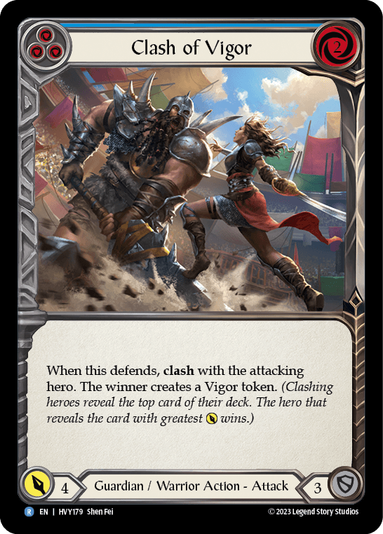 Clash of Vigor (Blue) — Heavy Hitters Flesh and Blood card by Shen Fei