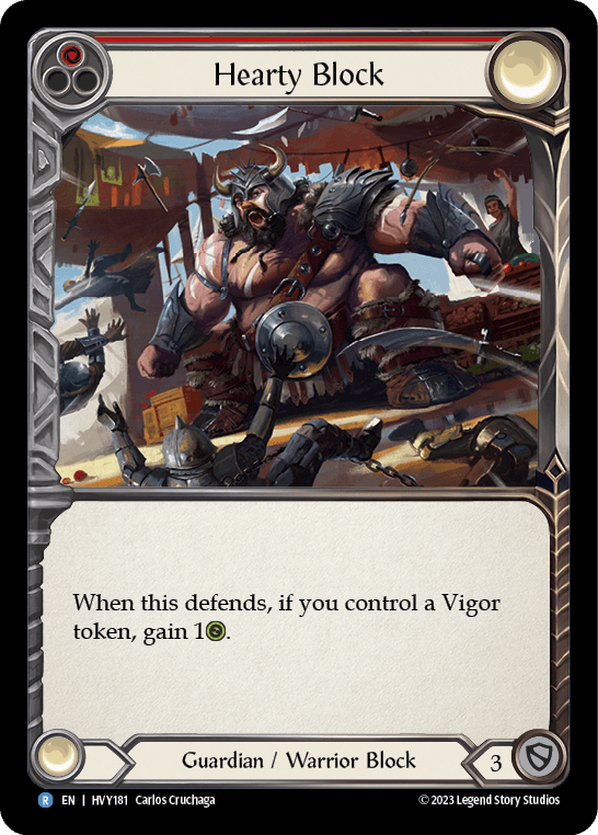 Hearty Block — Heavy Hitters Flesh and Blood card by Carlos Cruchaga