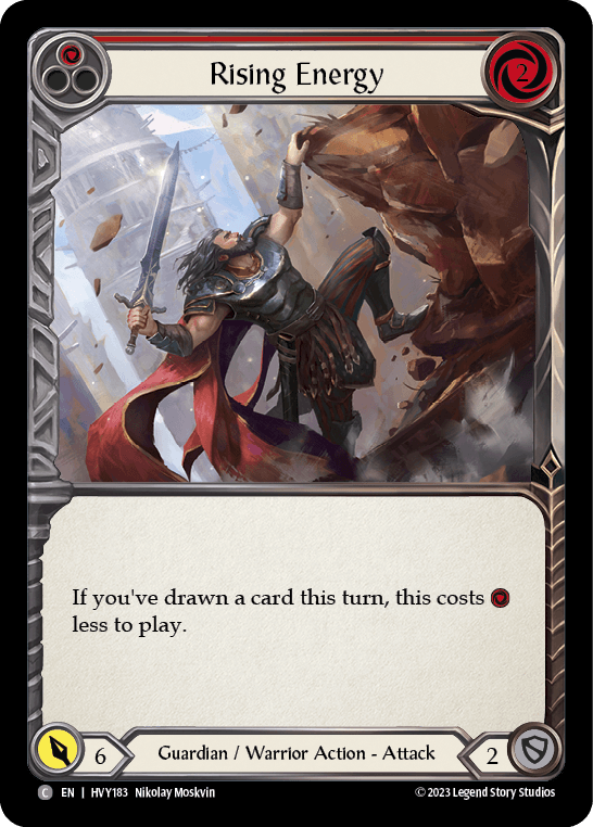 Rising Energy (Red) — Heavy Hitters Flesh and Blood card by Nikolay Moskvin