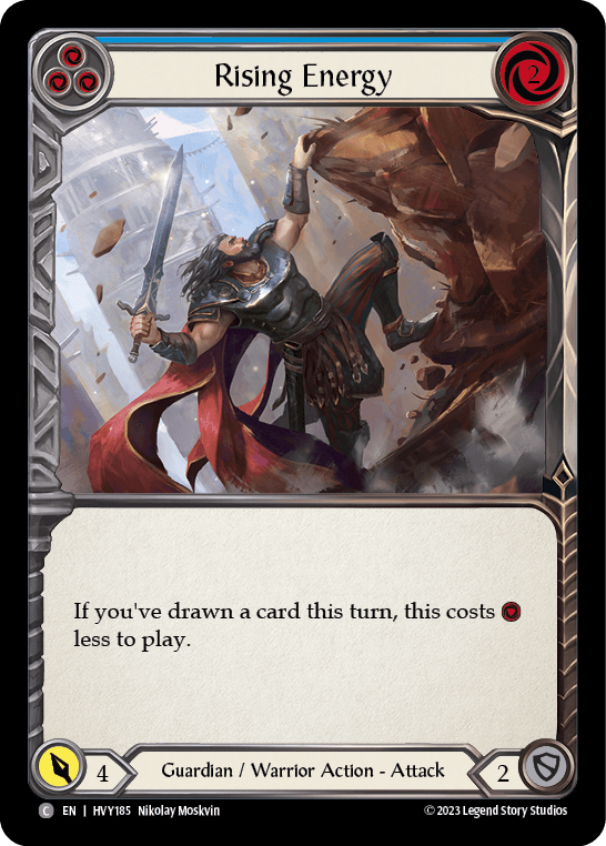 Rising Energy (Blue) — Heavy Hitters Flesh and Blood card by Nikolay Moskvin