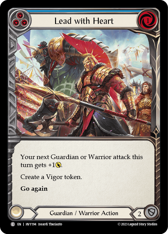 Lead with Heart (Blue) — Heavy Hitters Flesh and Blood card by Isuardi Therianto