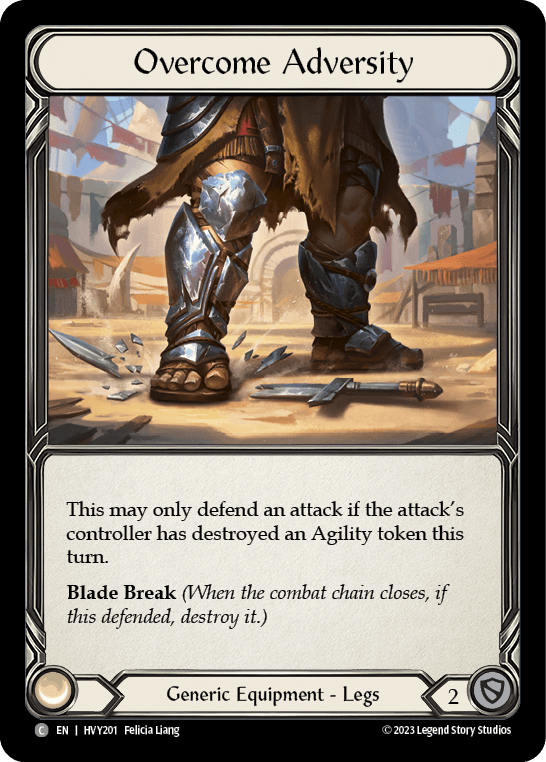 Overcome Adversity — Heavy Hitters Flesh and Blood card by Felicia Liang